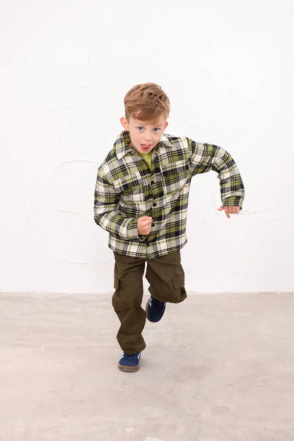 Lighthouse Hugo Overshirt in Soft Lime Cream Check