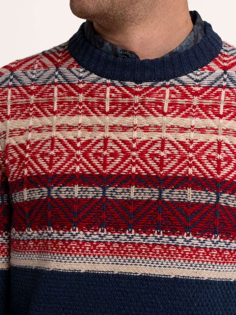 Brakeburn Clapham Fairisle Crew Knitted Jumper