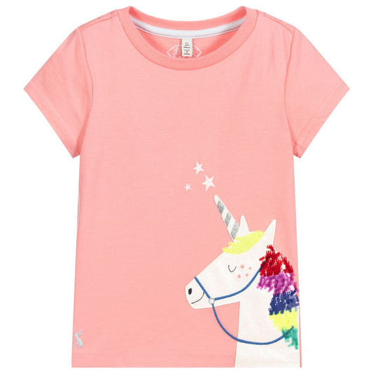 Joules Astra T-shirt in Pink Unicorn