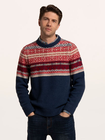 Brakeburn Clapham Fairisle Crew Knitted Jumper
