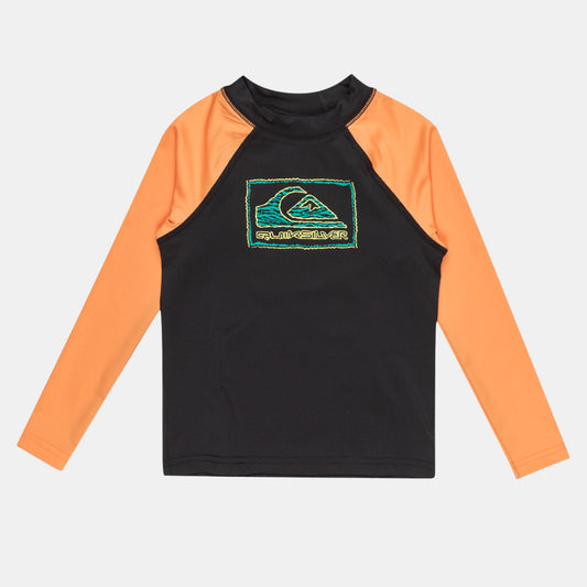 Quiksilver Everyday Boys UPF 50 Rash Vest in Black/Orange