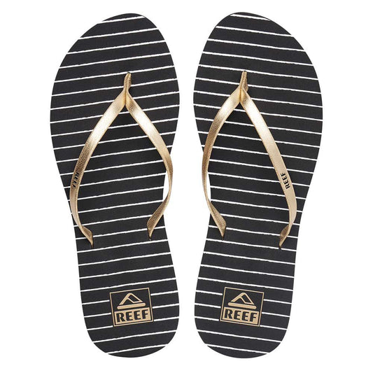 Reef Bliss-Full Flip Flops in Black/White Stripe