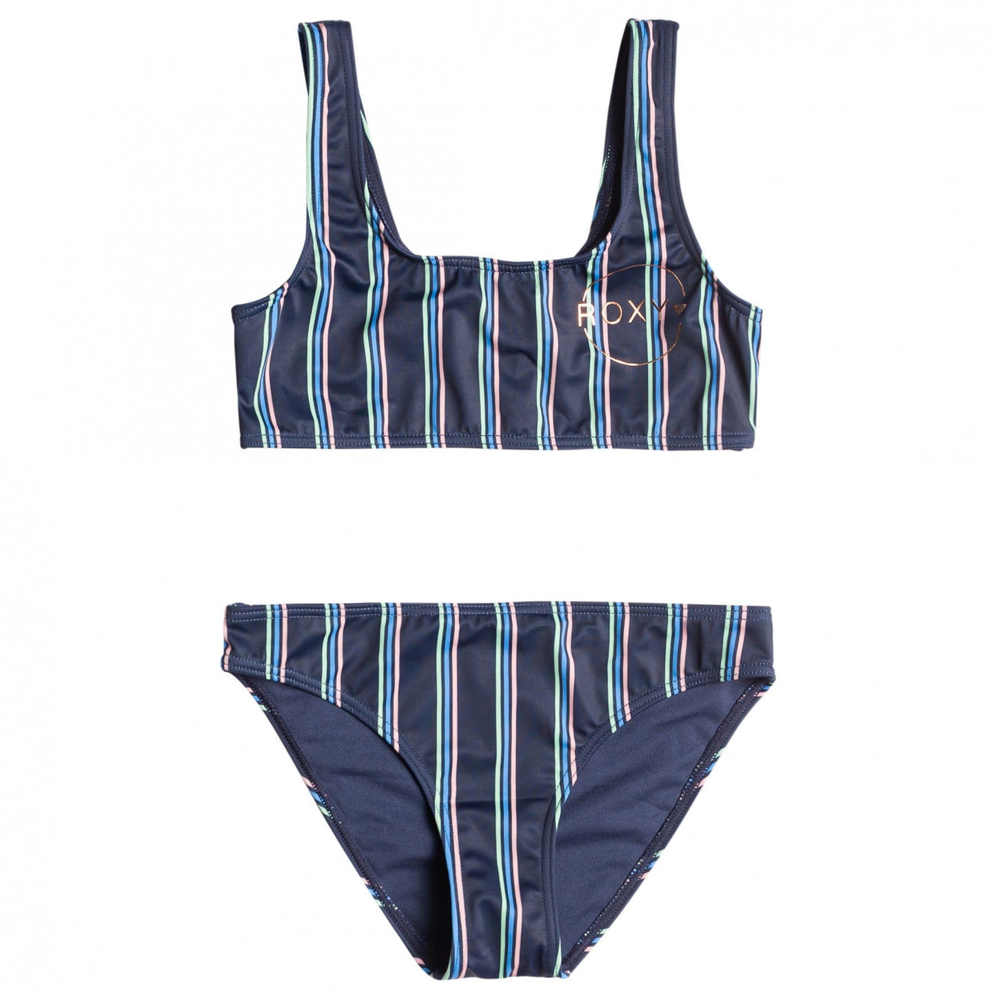 Roxy Swim For Days Girls Crop Two Piece in Mood Indigo Horizon Line