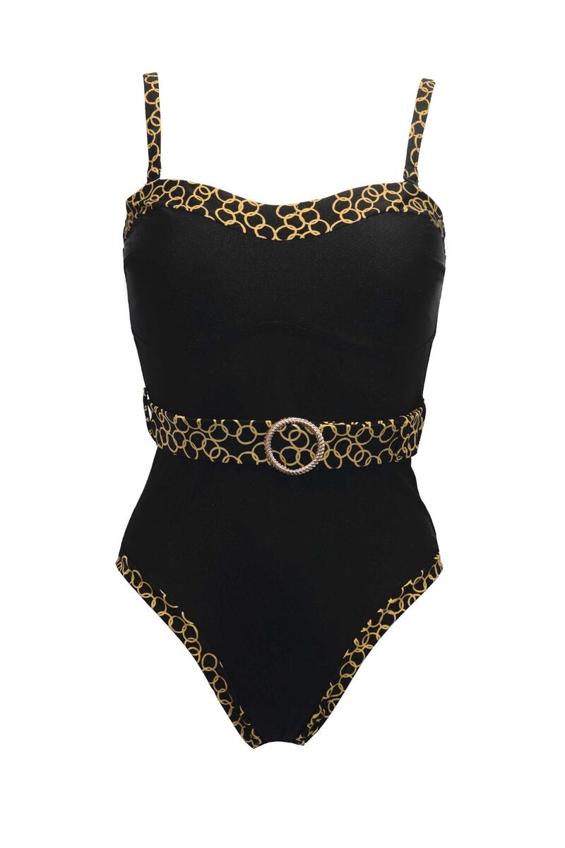 Pour Moi Casa Blanca Strapless Swimsuit in Gold Chains