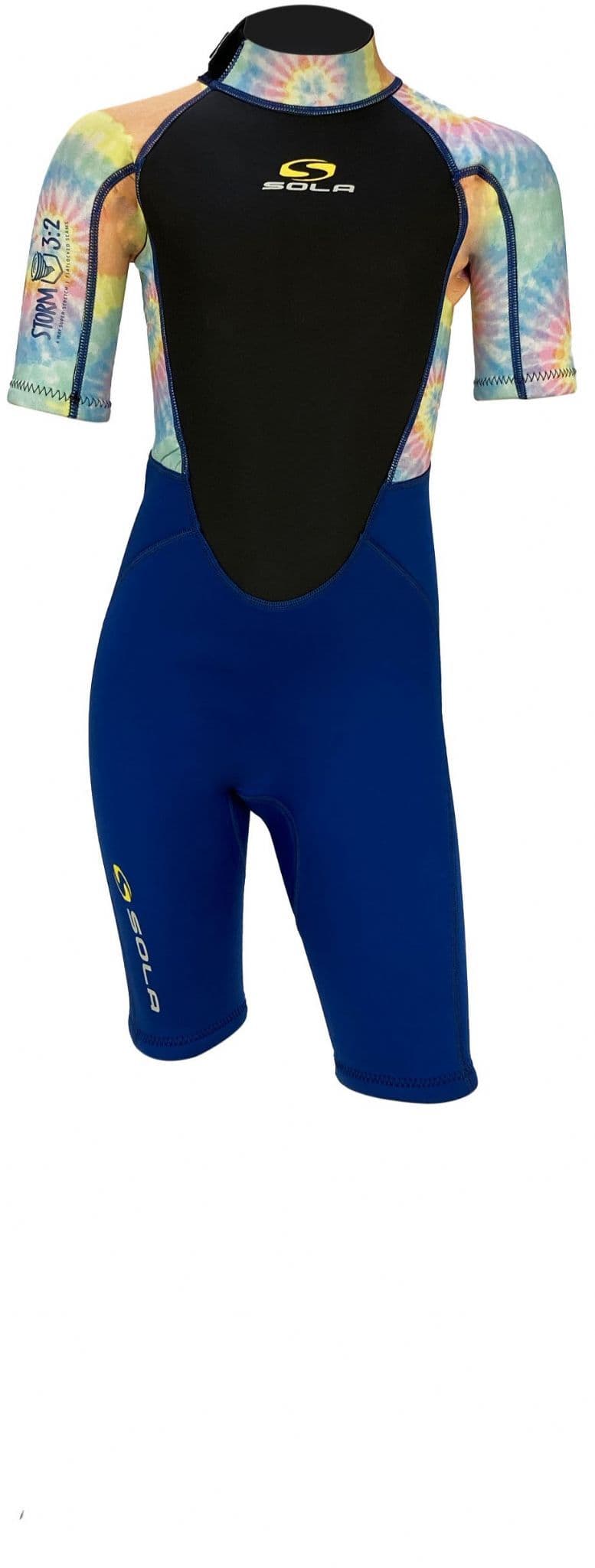 Sola Storm 3/2 BZ Youth Shortie in Blue Tie Dye