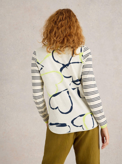 White Stuff Clara Long Sleeved Top in Natural Print