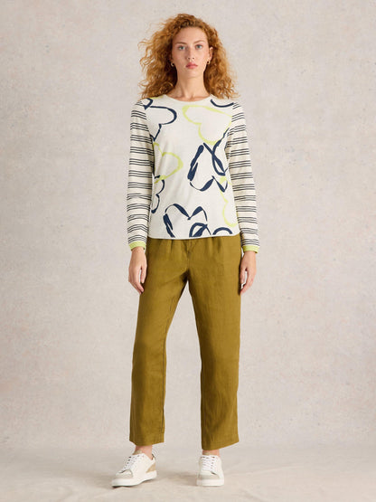 White Stuff Clara Long Sleeved Top in Natural Print