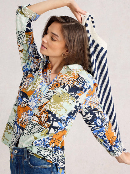 White Stuff Sophie Cotton Shirt in Orange Multi