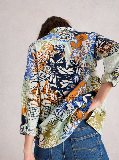 White Stuff Sophie Cotton Shirt in Orange Multi