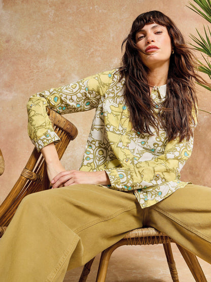 White Stuff Sophie Cotton Shirt in Yellow Multi