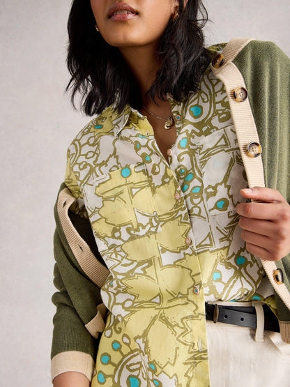 White Stuff Sophie Cotton Shirt in Yellow Multi