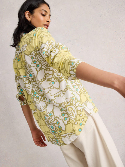 White Stuff Sophie Cotton Shirt in Yellow Multi