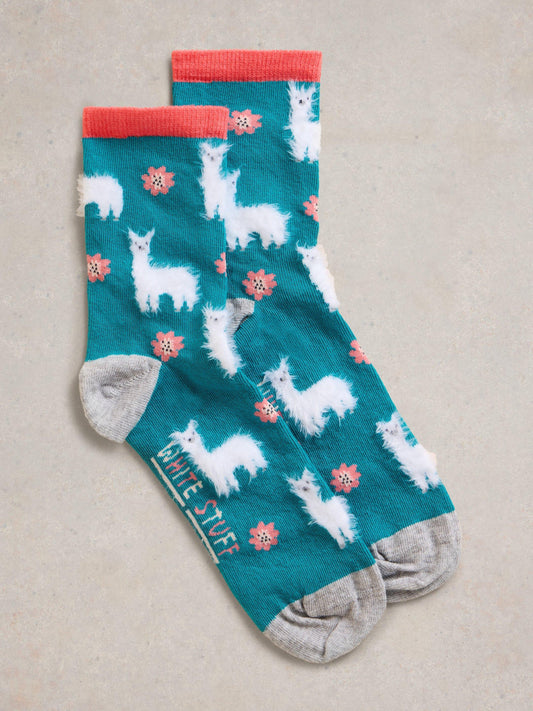 White Stuff Fluffy Ankle Sock in Dark Blue