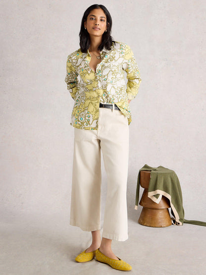White Stuff Sophie Cotton Shirt in Yellow Multi