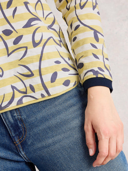 White Stuff Clara Long Sleeved Top in Chart Multi