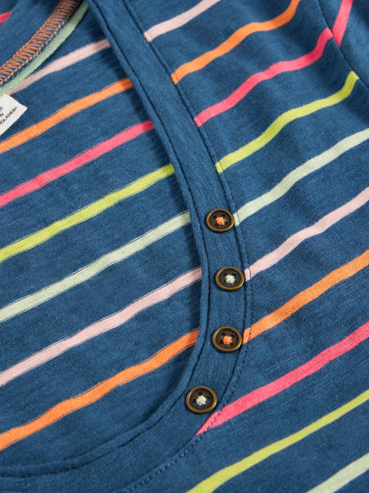 White Stuff Nadia Short Sleeved T-Shirt in Navy Multi