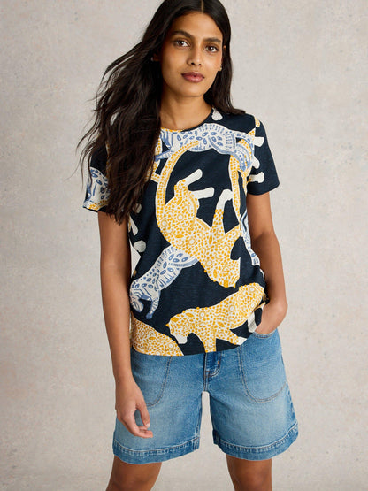 White Stuff Abbie T-Shirt in Navy Print