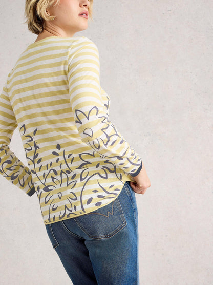 White Stuff Clara Long Sleeved Top in Chart Multi