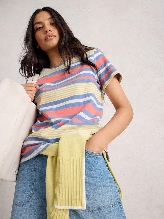 White Stuff Abbie T-Shirt in Multi Stripe