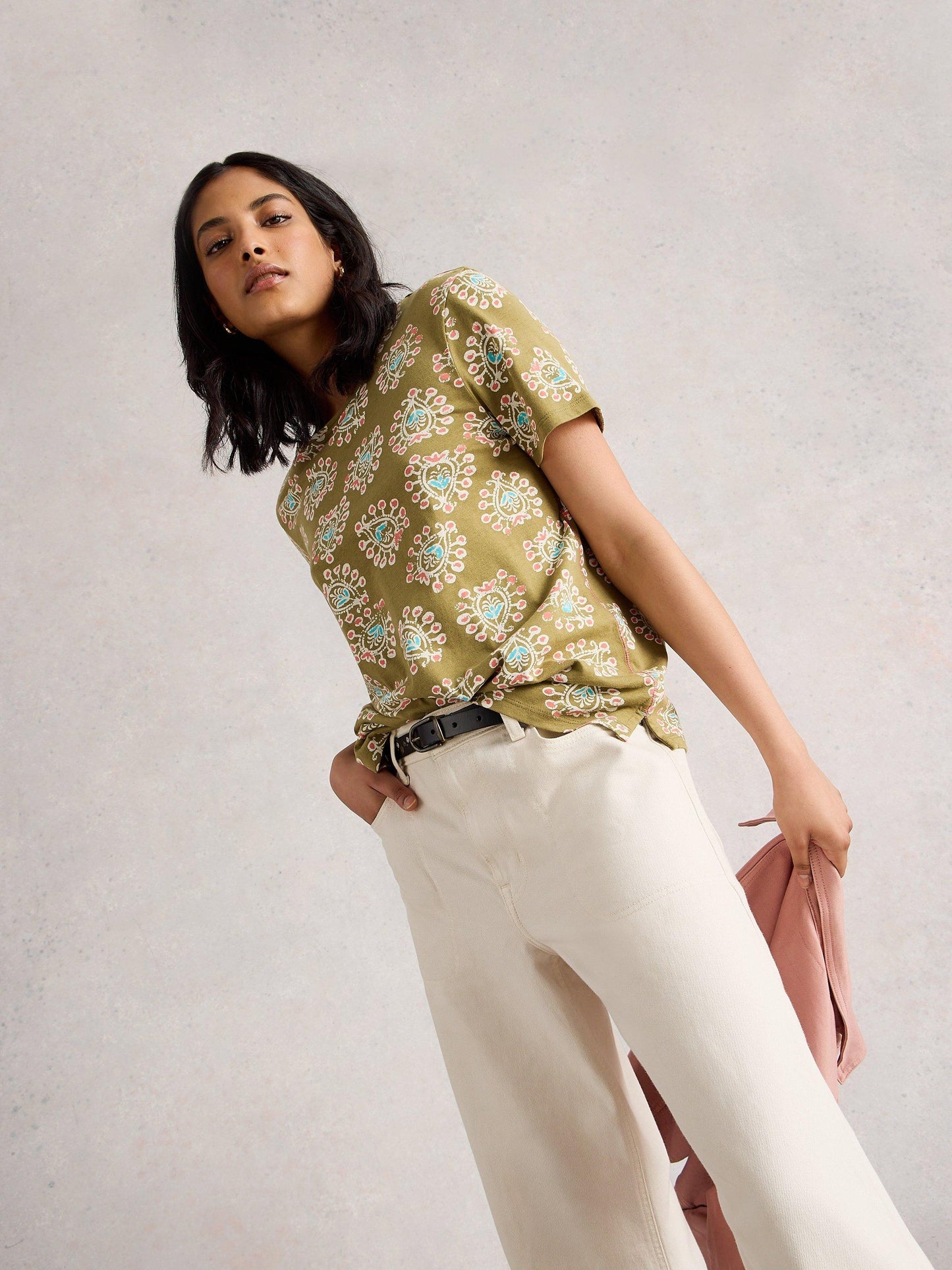 White Stuff Abbie T-Shirt in Khaki