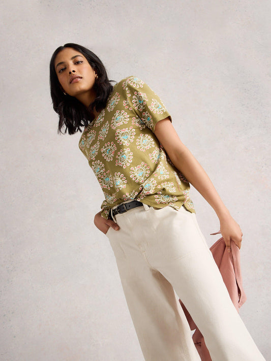 White Stuff Abbie T-Shirt in Khaki