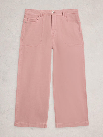 White Stuff Tia Wide Leg Crop Jean in Mid Pink