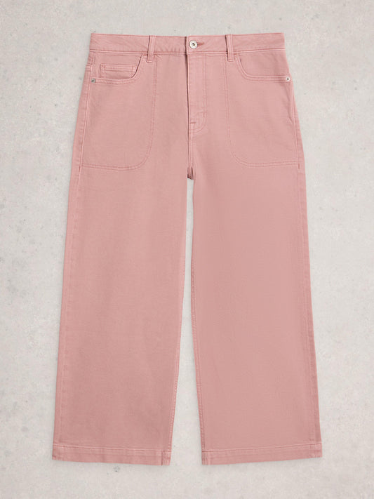 White Stuff Tia Wide Leg Crop Jean in Mid Pink