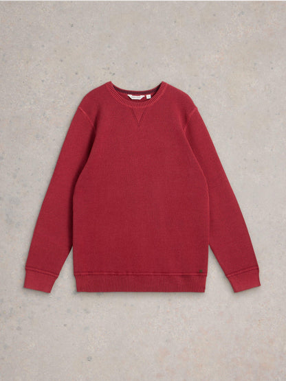 White Stuff Attadale Crew Neck Jumper in Dark Red