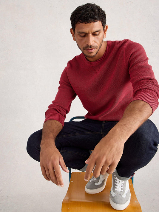 White Stuff Attadale Crew Neck Jumper in Dark Red