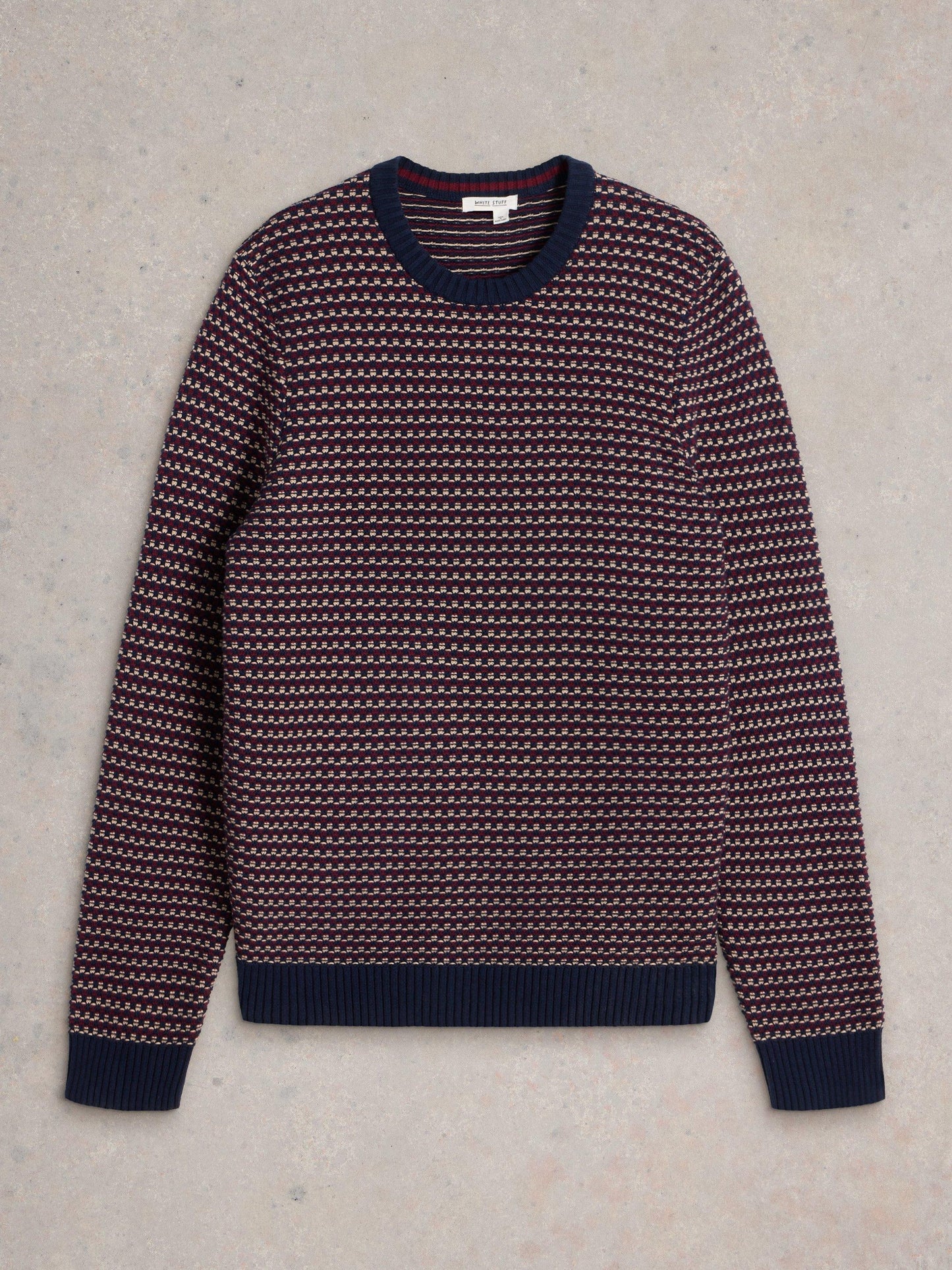 White Stuff Tuck Stitch Crew in Plum Multi