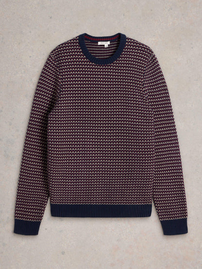 White Stuff Tuck Stitch Crew in Plum Multi