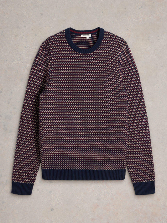 White Stuff Tuck Stitch Crew in Plum Multi