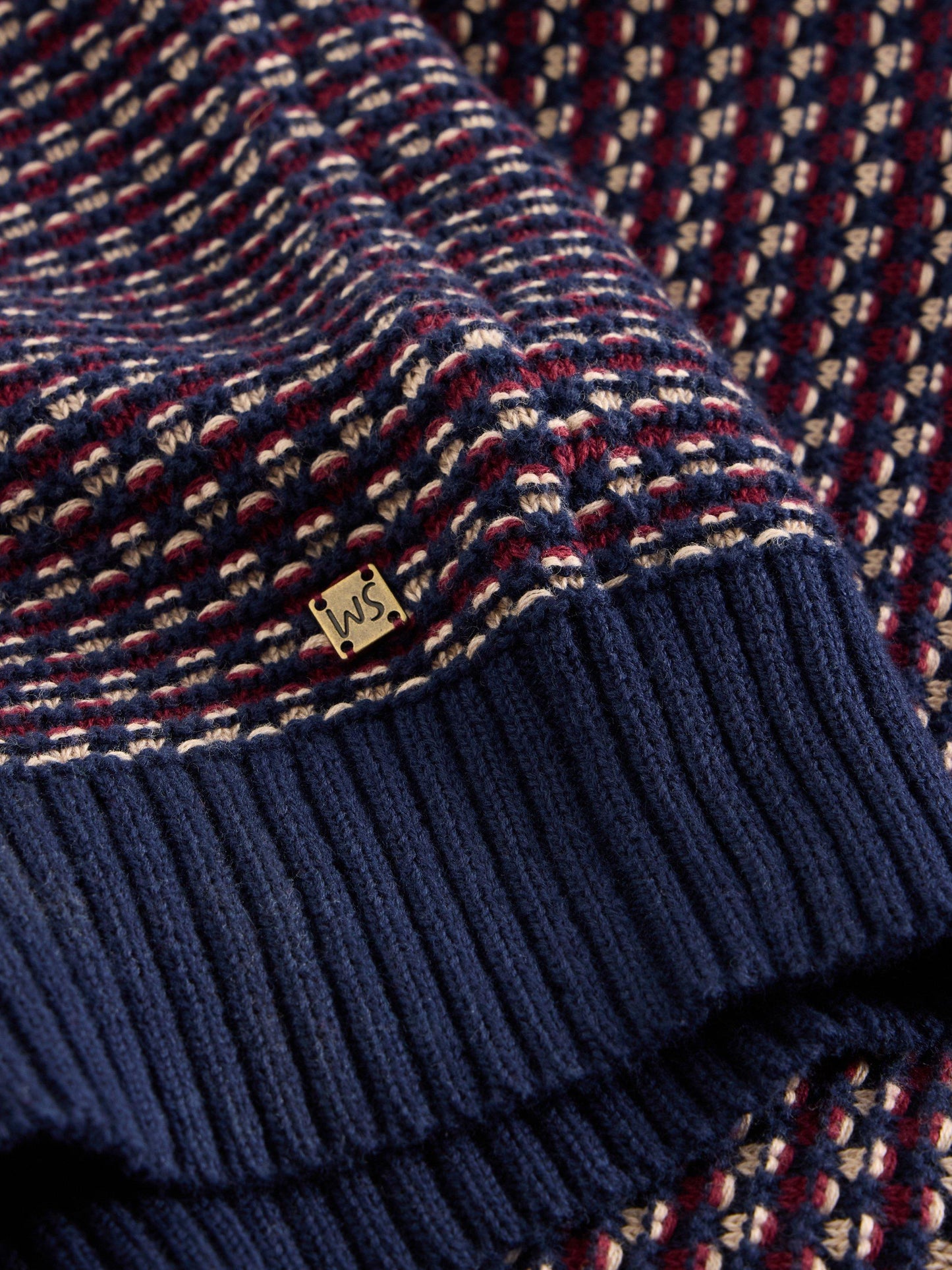 White Stuff Tuck Stitch Crew in Plum Multi