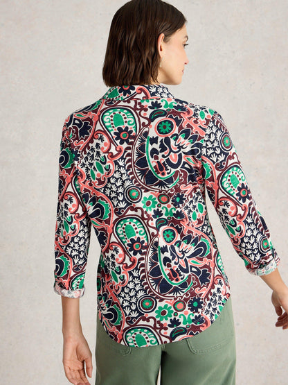 White Stuff Annie Jersey Shirt in Navy Print