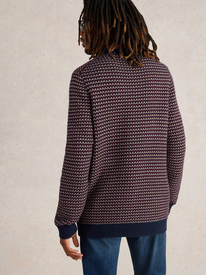 White Stuff Tuck Stitch Crew in Plum Multi