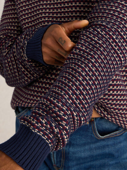 White Stuff Tuck Stitch Crew in Plum Multi