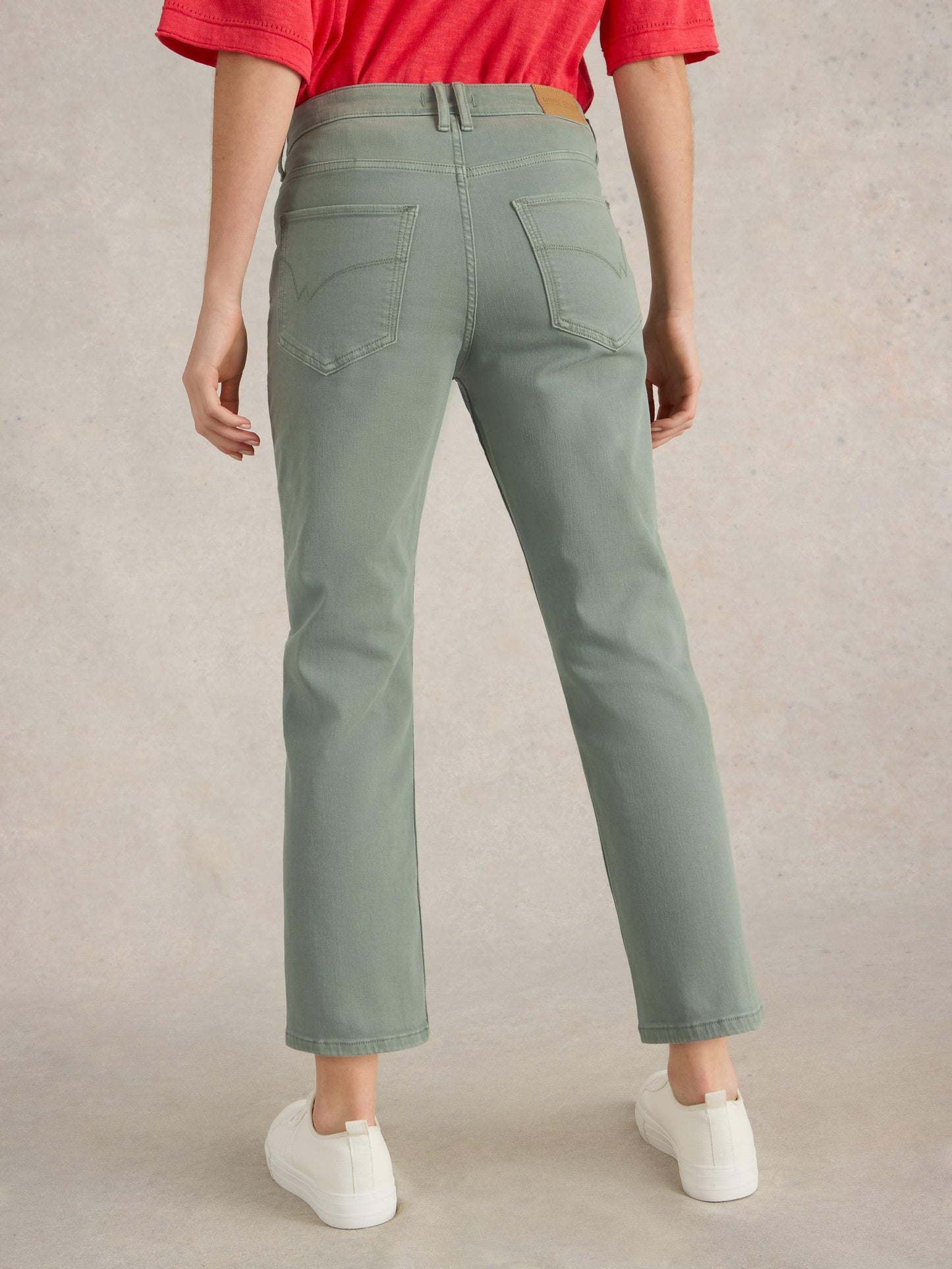White Stuff Blake Straight Jean Cropped in Mid Green