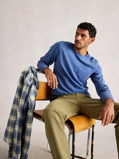 White Stuff Accleton Long Sleeved Top in Mid Blue