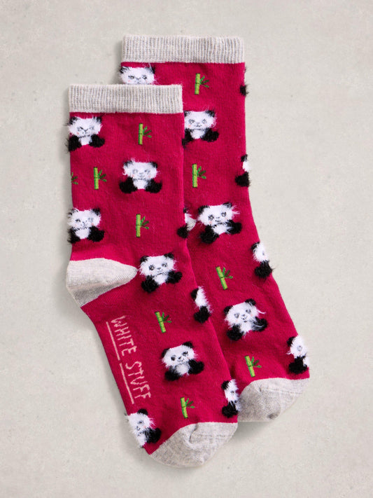 White Stuff Fluffy Ankle Sock in Dark Pink
