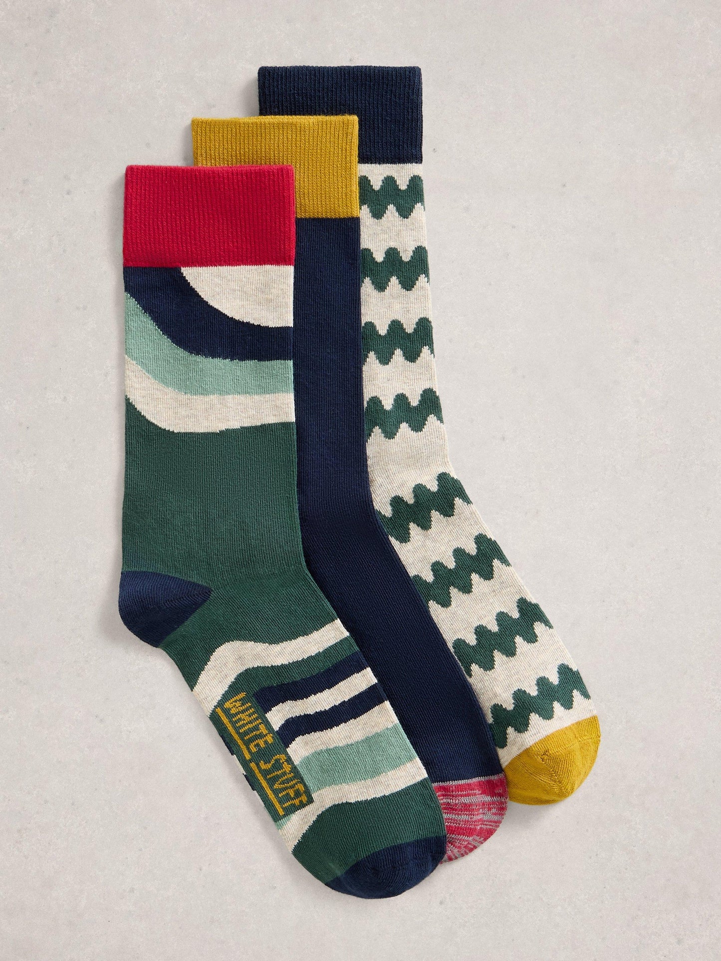 White Stuff 3pk Ankle Socks in Green Multi