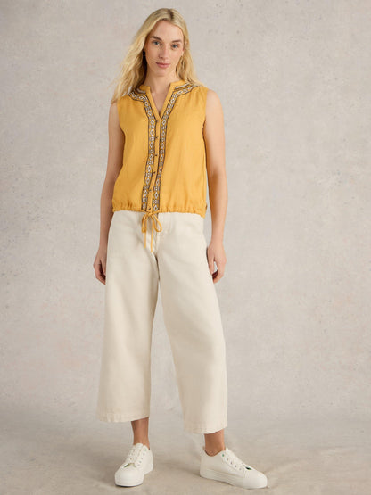 White Stuff Tulip Mix Sleeveless Shirt in Mid Yellow