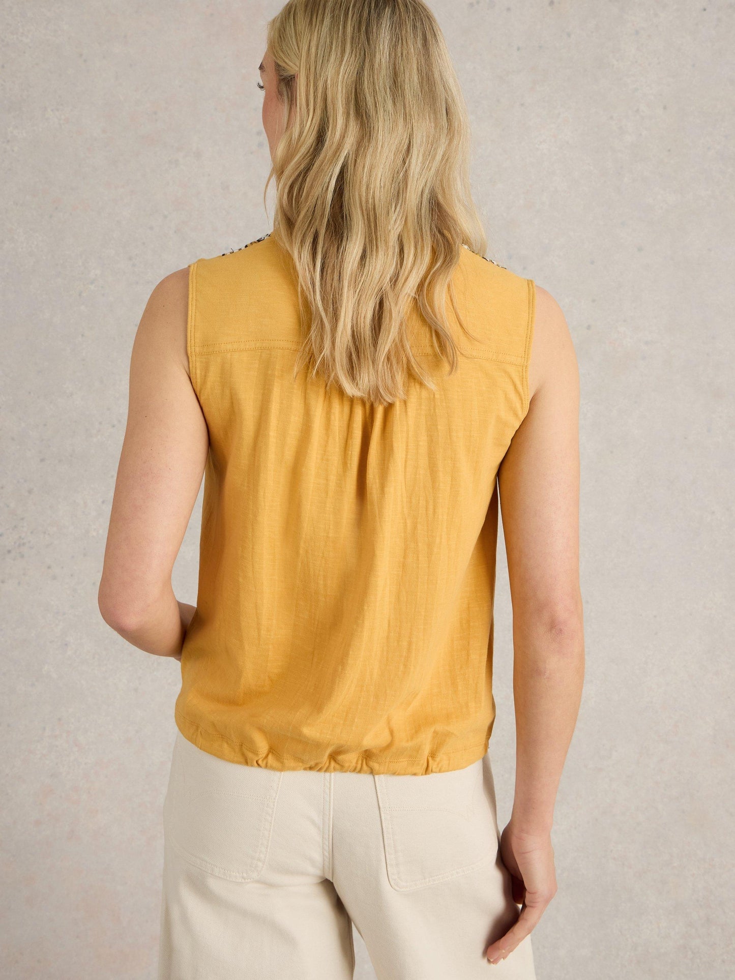 White Stuff Tulip Mix Sleeveless Shirt in Mid Yellow