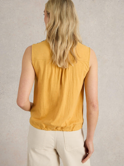 White Stuff Tulip Mix Sleeveless Shirt in Mid Yellow
