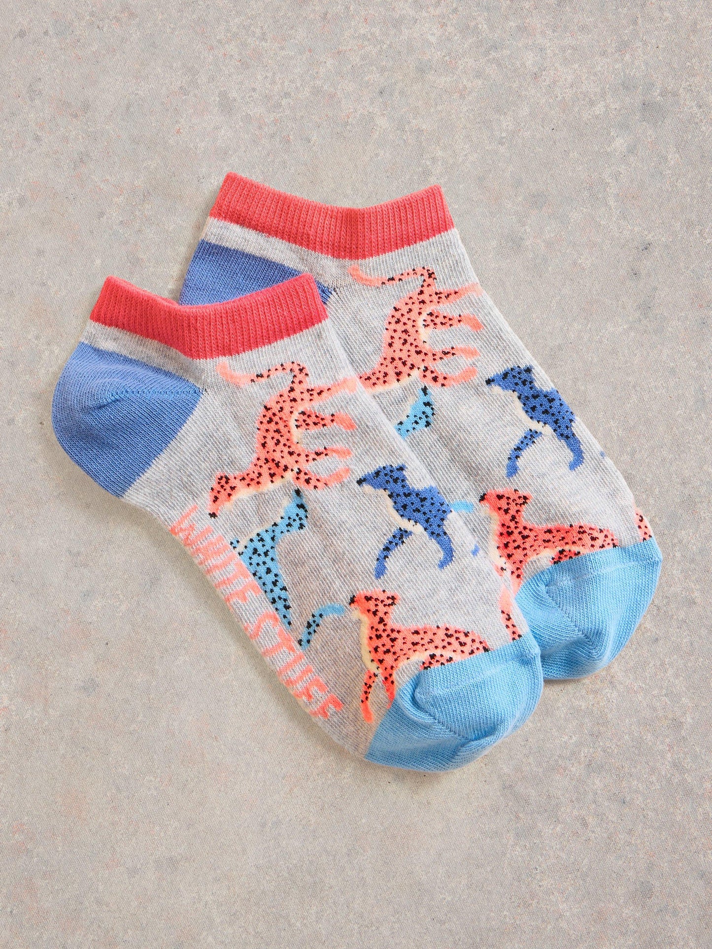 White Stuff Leaping Leopards Trainer Socks