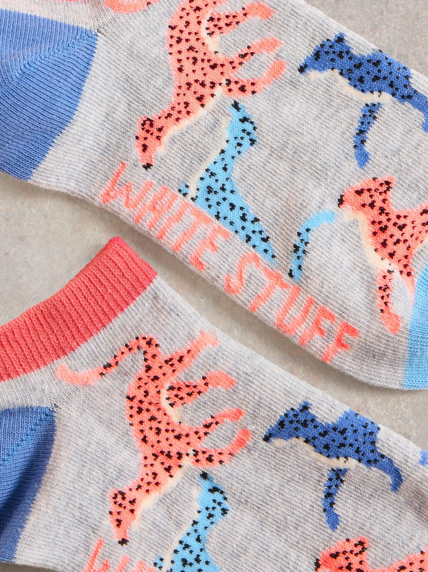 White Stuff Leaping Leopards Trainer Socks