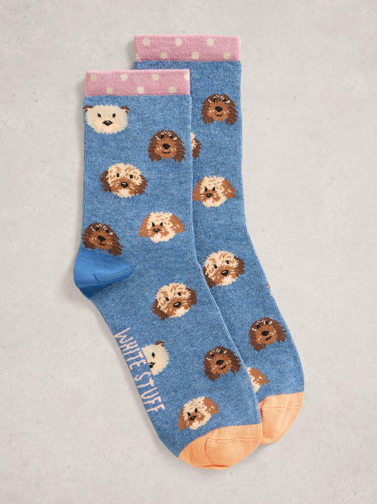 White Stuff Novelty Ankle Sock in Blue Multi