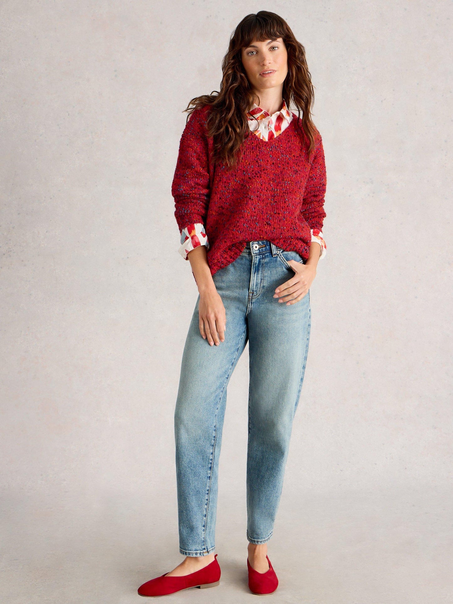 White Stuff Texture V Neck Jumper