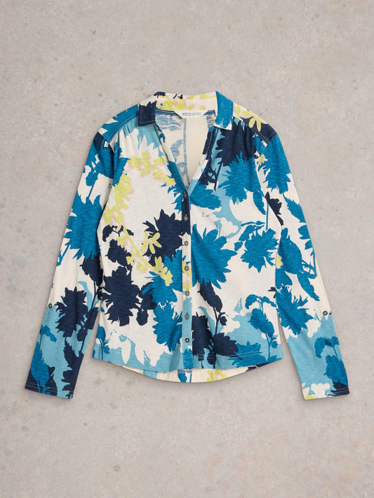 White Stuff Annie Jersey Shirt in White Multi