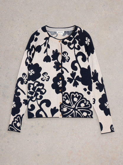 White Stuff Lulu Printed Cardigan in Natural Multi