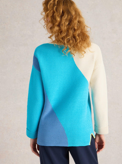 White Stuff Jana Abstract Jumper in Bright Blue